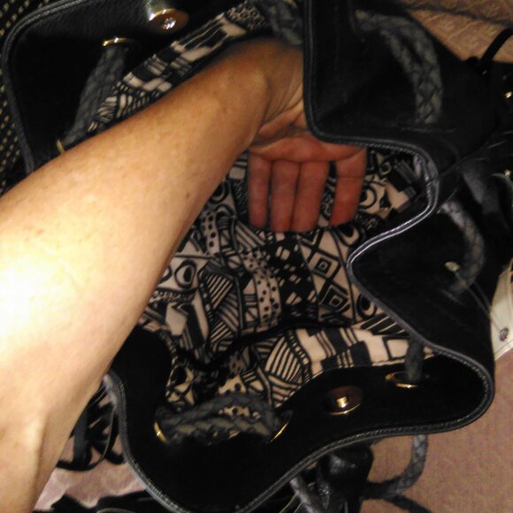 Big Buddha Fringe Gold Stud JDOOLE Black Bag NWT - Picture 4 of 12